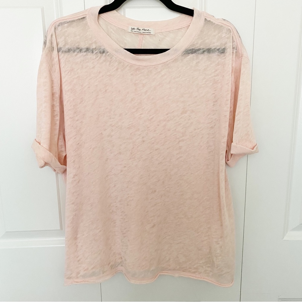 FREE PEOPLE Cassidy Tee Shirt Light Pink Size Small *Oversized*